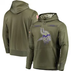 Men's Minnesota Vikings No. 2018 Salute to Service Sideline Therma Performance Pullover Hoodie - Olive
