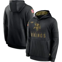 Men's Minnesota Vikings No. 2020 Salute to Service Sideline Performance Pullover Hoodie - Black