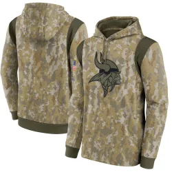 Men's Minnesota Vikings No. 2021 Salute to Service Therma Performance Pullover Hoodie - Camo