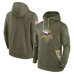 Men's Minnesota Vikings No. 2022 Salute to Service Therma Performance Pullover Hoodie - Olive