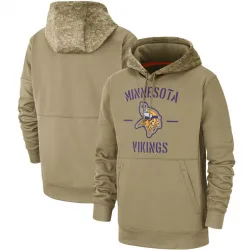 Men's Minnesota Vikings No. Tan 2019 Salute to Service Sideline Therma Pullover Hoodie