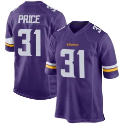 Men's Myles Price Minnesota Vikings No.31 Game Team Color Jersey - Purple