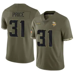 Men's Myles Price Minnesota Vikings No.31 Limited 2022 Salute To Service Jersey - Olive