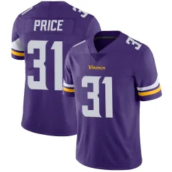 Men's Myles Price Minnesota Vikings No.31 Limited Team Color Vapor Untouchable Jersey - Purple