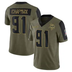 Men's Oscar Chapman Minnesota Vikings No.91 Limited 2021 Salute To Service Jersey - Olive