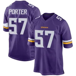 Men's Owen Porter Minnesota Vikings No.57 Game Team Color Jersey - Purple