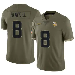 Men's Sam Howell Minnesota Vikings No.8 Limited 2022 Salute To Service Jersey - Olive