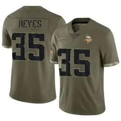 Men's Sammis Reyes Minnesota Vikings No.35 Limited 2022 Salute To Service Jersey - Olive