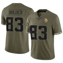 Men's Silas Bolden Minnesota Vikings No.83 Limited 2022 Salute To Service Jersey - Olive