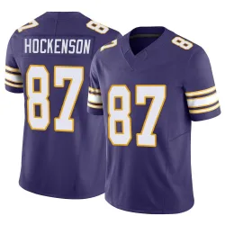 Men's T.J. Hockenson Minnesota Vikings No.87 Limited Classic Vapor F.U.S.E. Jersey - Purple