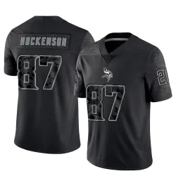 Men's T.J. Hockenson Minnesota Vikings No.87 Limited Reflective Jersey - Black