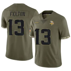 Men's Tai Felton Minnesota Vikings No.13 Limited 2022 Salute To Service Jersey - Olive