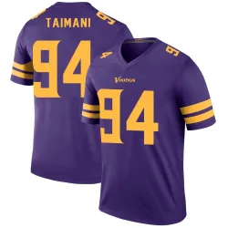 Men's Taki Taimani Minnesota Vikings No.94 Legend Color Rush Jersey - Purple