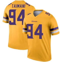 Men's Taki Taimani Minnesota Vikings No.94 Legend Inverted Jersey - Gold