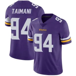 Men's Taki Taimani Minnesota Vikings No.94 Limited Team Color Vapor Untouchable Jersey - Purple