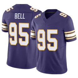 Men's Travis Bell Minnesota Vikings No.95 Limited Classic Vapor F.U.S.E. Jersey - Purple