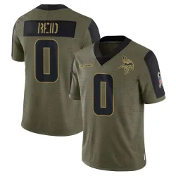 Men's Trevor Reid Minnesota Vikings No.0 Limited 2021 Salute To Service Jersey - Olive