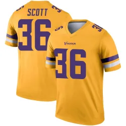 Men's Zavier Scott Minnesota Vikings No.36 Legend Inverted Jersey - Gold