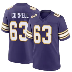 Men's Zeke Correll Minnesota Vikings No.63 Game Classic Jersey - Purple