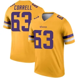 Men's Zeke Correll Minnesota Vikings No.63 Legend Inverted Jersey - Gold