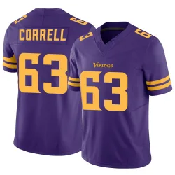 Men's Zeke Correll Minnesota Vikings No.63 Limited Alternate Vapor F.U.S.E. Jersey - Purple