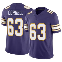 Men's Zeke Correll Minnesota Vikings No.63 Limited Classic Vapor F.U.S.E. Jersey - Purple