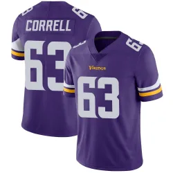 Men's Zeke Correll Minnesota Vikings No.63 Limited Team Color Vapor Untouchable Jersey - Purple
