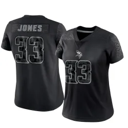Women's Aaron Jones Minnesota Vikings No.33 Limited Reflective Jersey - Black