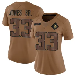 Women's Aaron Jones Sr. Minnesota Vikings No.33 Limited 2023 Salute To Service Jersey - Brown
