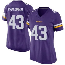 Women's Andrew Van Ginkel Minnesota Vikings No.43 Game Team Color Jersey - Purple