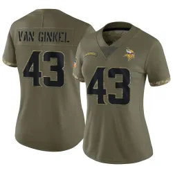 Women's Andrew Van Ginkel Minnesota Vikings No.43 Limited 2022 Salute To Service Jersey - Olive