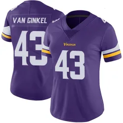 Women's Andrew Van Ginkel Minnesota Vikings No.43 Limited Team Color Vapor Untouchable Jersey - Purple