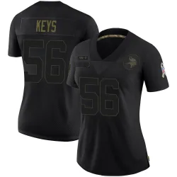 Women's Austin Keys Minnesota Vikings No.56 Limited 2020 Salute To Service Jersey - Black