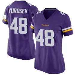 Women's Ben Yurosek Minnesota Vikings No.48 Game Team Color Jersey - Purple