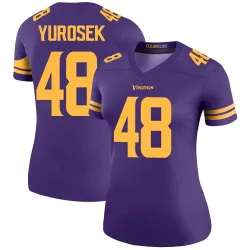 Women's Ben Yurosek Minnesota Vikings No.48 Legend Color Rush Jersey - Purple