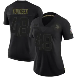 Women's Ben Yurosek Minnesota Vikings No.48 Limited 2020 Salute To Service Jersey - Black