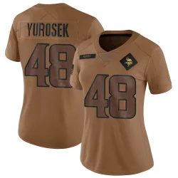 Women's Ben Yurosek Minnesota Vikings No.48 Limited 2023 Salute To Service Jersey - Brown