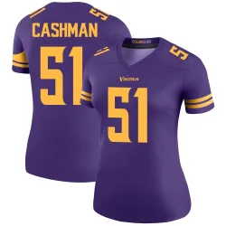 Women's Blake Cashman Minnesota Vikings No.51 Legend Color Rush Jersey - Purple