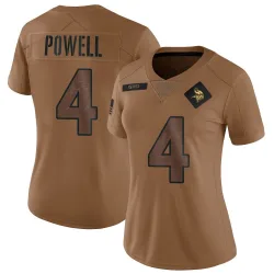 Women's Brandon Powell Minnesota Vikings No.4 Limited 2023 Salute To Service Jersey - Brown