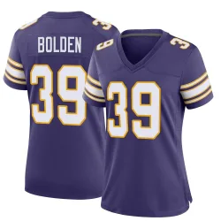 Women's Bubba Bolden Minnesota Vikings No.39 Game Classic Jersey - Purple