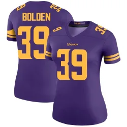 Women's Bubba Bolden Minnesota Vikings No.39 Legend Color Rush Jersey - Purple