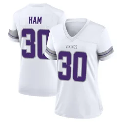 Women's C.J. Ham Minnesota Vikings No.30 Game Alternate Jersey - White