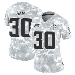 Women's C.J. Ham Minnesota Vikings No.30 Limited 2024 Salute to Service Jersey - Arctic Camo