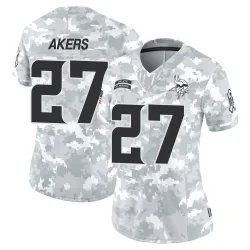 Women's Cam Akers Minnesota Vikings No.27 Limited 2024 Salute to Service Jersey - Arctic Camo
