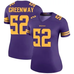 Women's Chad Greenway Minnesota Vikings No.52 Legend Color Rush Jersey - Purple