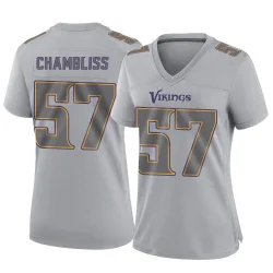Women's Chaz Chambliss Minnesota Vikings No.57 Game Atmosphere Fashion Jersey - Gray