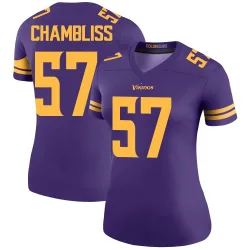 Women's Chaz Chambliss Minnesota Vikings No.57 Legend Color Rush Jersey - Purple