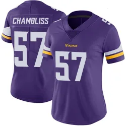 Women's Chaz Chambliss Minnesota Vikings No.57 Limited Team Color Vapor Untouchable Jersey - Purple