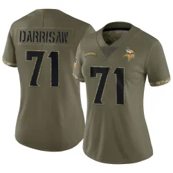 Women's Christian Darrisaw Minnesota Vikings No.71 Limited 2022 Salute To Service Jersey - Olive