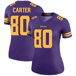 Women's Cris Carter Minnesota Vikings No.80 Legend Color Rush Jersey - Purple